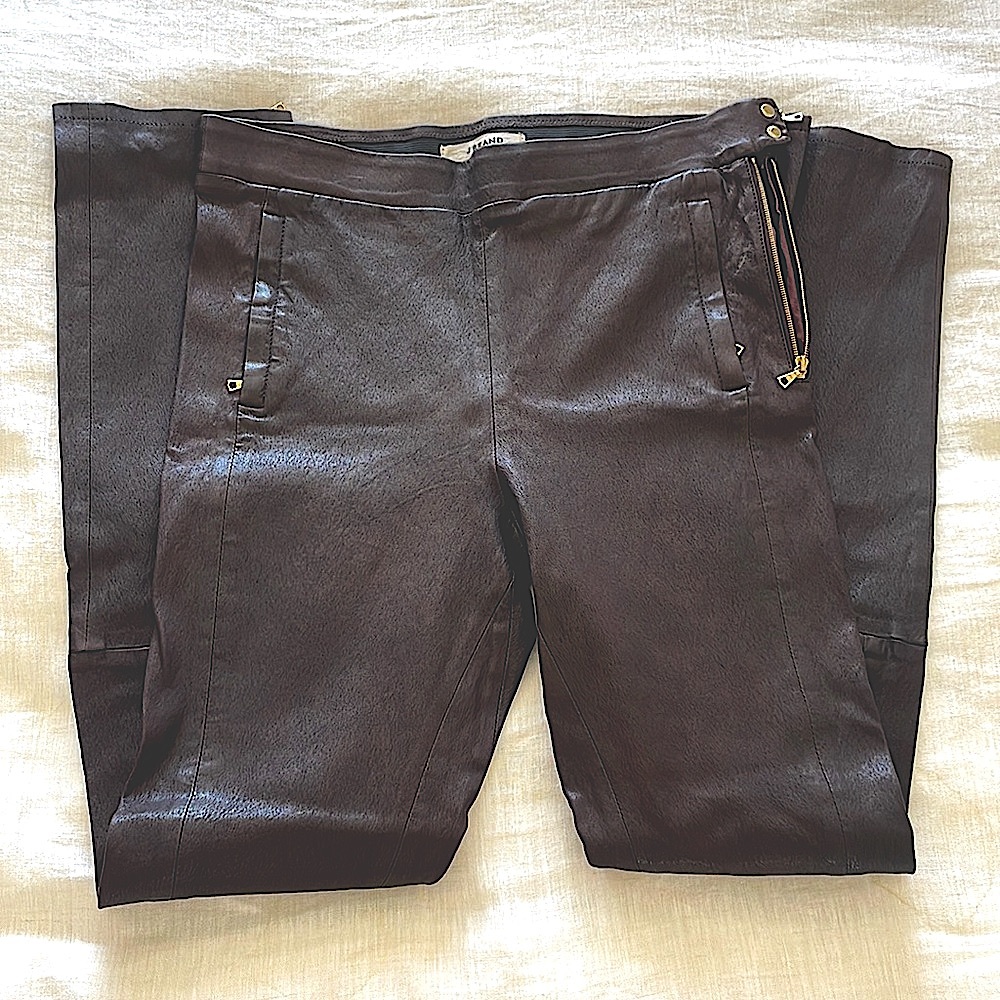J Brand Brown Genuine Leather Skinny Pants | Size M | $298 Retail